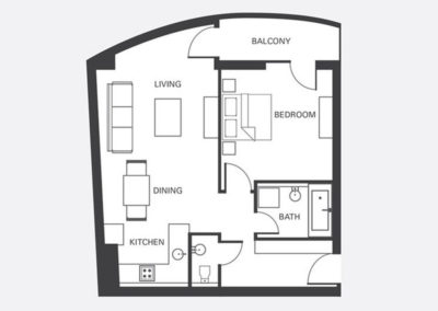 Egy szobás lakosztály tervrajz