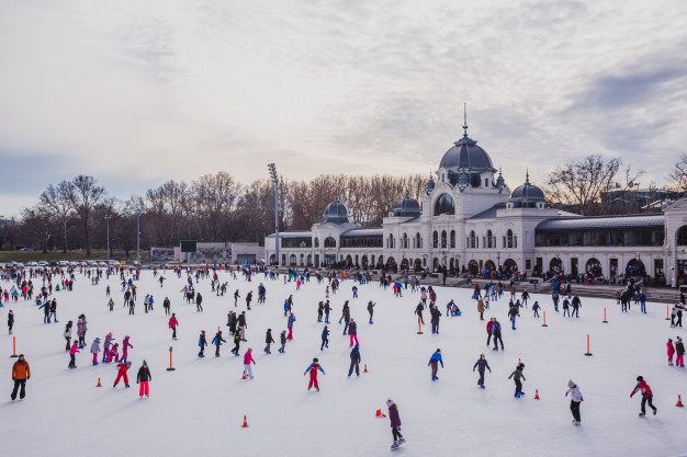 enjoy the ice skating in Budapest